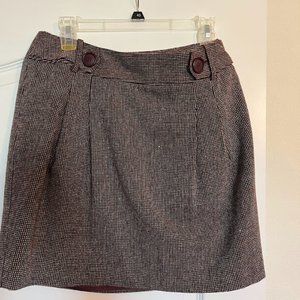 Ann Taylor Loft Burgundy and Cream Plaid Skirt Sz 6